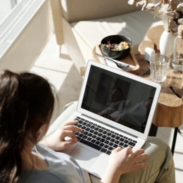 woman working on a laptop